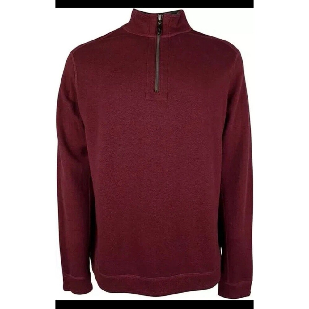 Tommy Bahama Black Cherry Heather Flipshore Reversible Half Zip Sweater Large